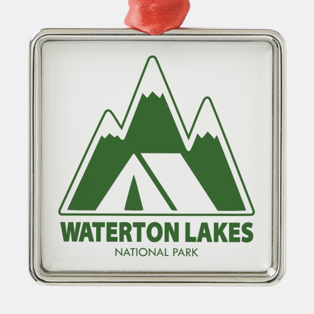 Waterton Seen Nationalpark Camping Ornament Aus Metall (Vorne)