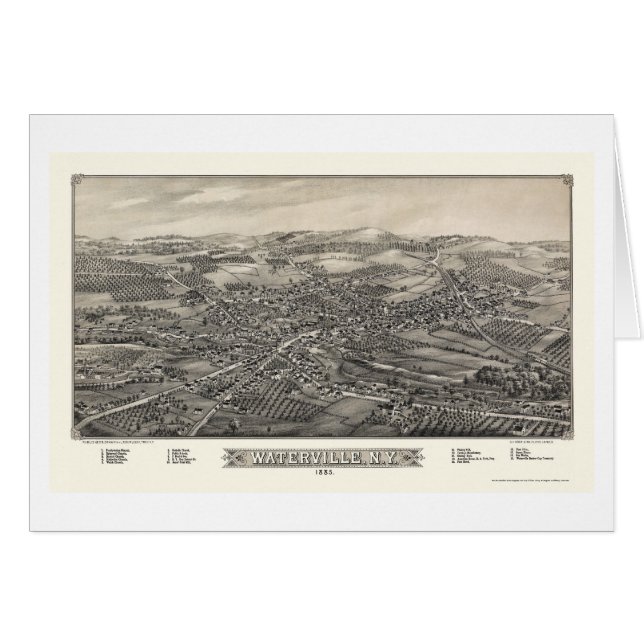Waterville, carte panoramique de NY - 1885 (Devant horizontal)