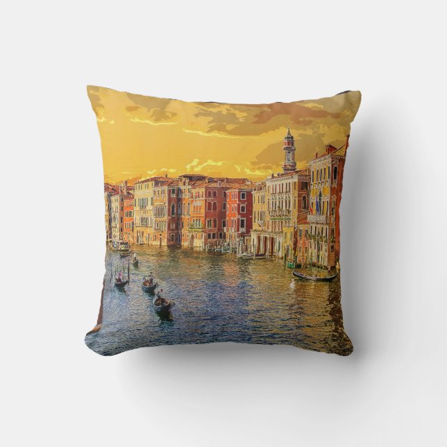 Waterway-Gebäude Nr. 15 von Venedig Italy Kissen (Vorderseite)