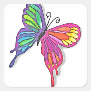 Watery Butterfly Quadratischer Aufkleber