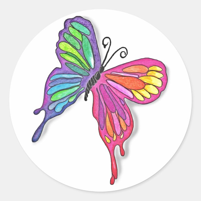 Watery Butterfly Runder Aufkleber (Vorderseite)