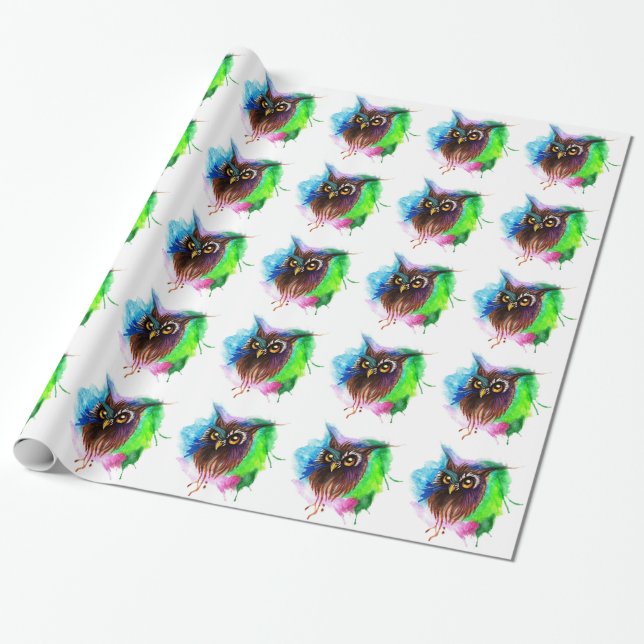 Watery Wood Owl Geschenkpapier (Ungerollt)