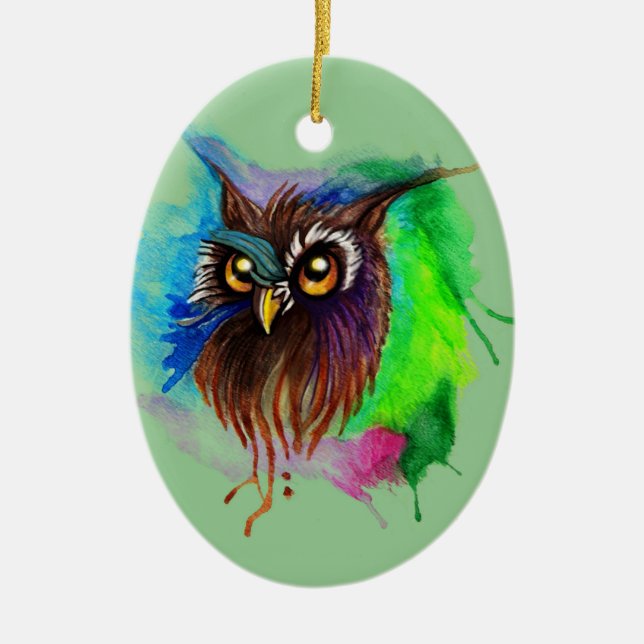 Watery Wood Owl Keramikornament (Vorne)