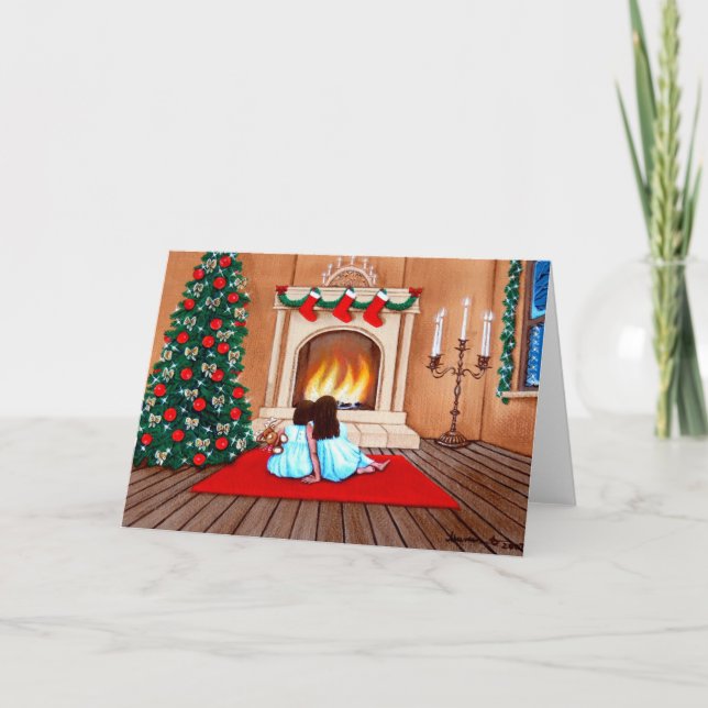 "Wating für Weihnachtsmann " Feiertagskarte (Vorderseite)