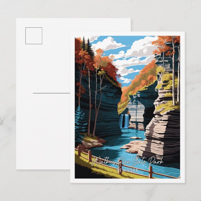 Watkins Glen Staat Park/Garten: Parco di Villa dei Postkarte (Vorne/Hinten)