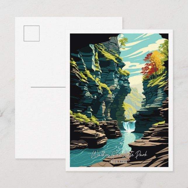 Watkins Glen Staat Park Wandern Postkarte (Vorne/Hinten)