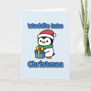 Watscheln Sie in das Weihnachten Süße Pinguin Weih Karte
