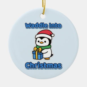 Watscheln Sie in das Weihnachten Süße Pinguin Weih Keramik Ornament