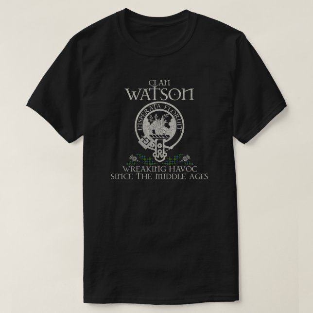 Watson 2 Clan Wappen Schottischer Nachname Tartan  T-Shirt (Design vorne)