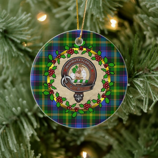 Watson Clan Abzeichen & Tartan Personalisiert Xmas Keramik Ornament (Baum)