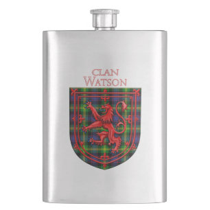 Watson Tartan Scottish Kariert Lion Rampant Flachmann