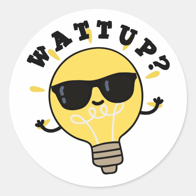 Watt Up Funny Electric Bulb Pub Runder Aufkleber (Vorderseite)