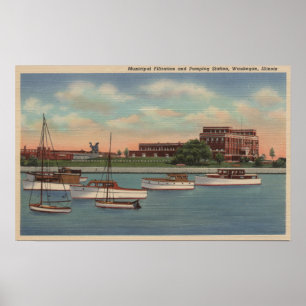 Waukegan, IL - Ansicht der städtischen Pumpstation Poster