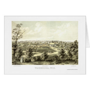 Waukesha, carte panoramique de WI - 1857