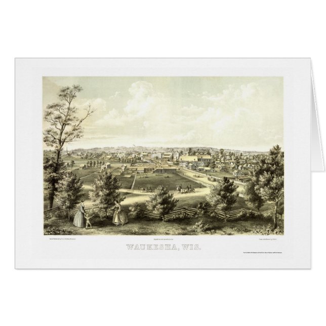Waukesha, panoramische Karte WI - 1857 (Vorderseite (Horizontal))