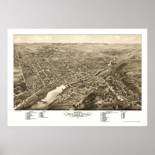 Waukesha, WI Panorama Karte - 1880 Poster