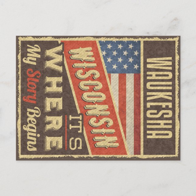 Waukesha Wisconsin Postkarte (Vorderseite)