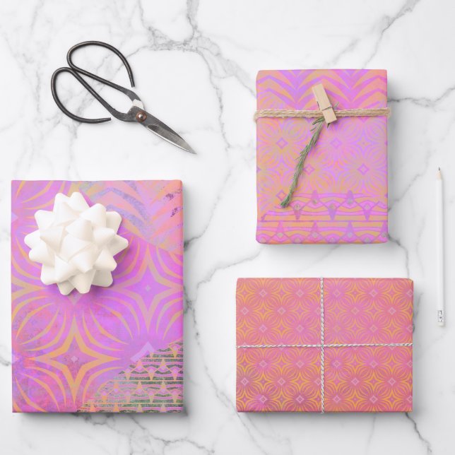 Wave 4 Hot-Pink-Mischmedien-Set für Wrapping-Papie Geschenkpapier Set (Vorderseite)