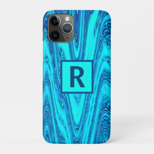 Wave Abstrakt Patterns Monogram Initials Blue Wavy Case-Mate iPhone Hülle