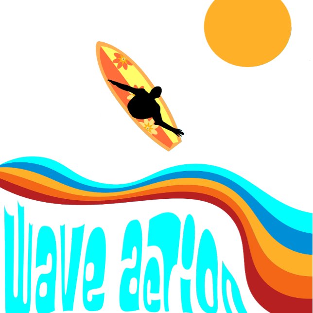 Wave Action Surfer auf einer farbenfrohen Welle Kissen (Von Creator hochgeladen)