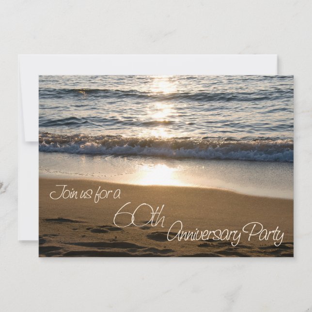 Wave at Sunset 60th Anniversary Invitation Card Einladung (Vorderseite)