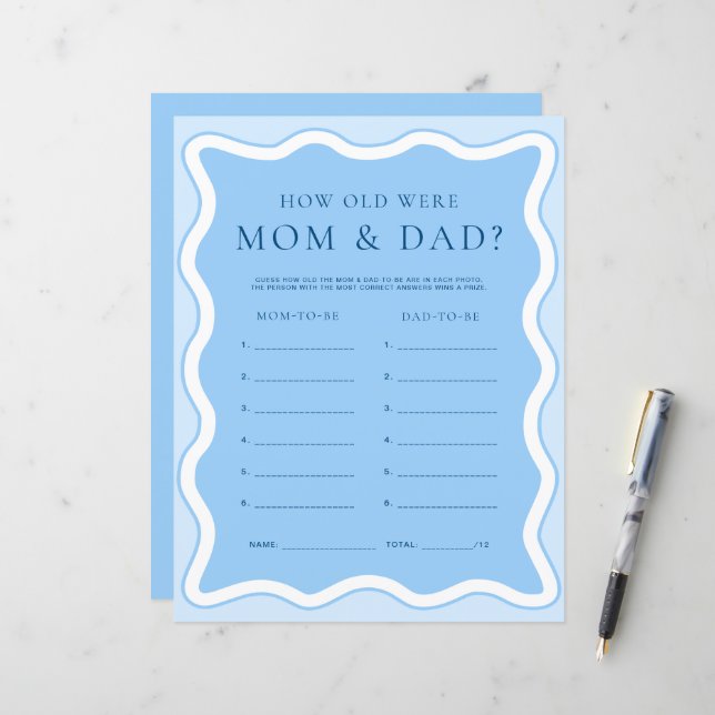 Wave Blue Wie alt waren Mama und Vater Foto Game (Vorderseite/Rückseite Beispiel)