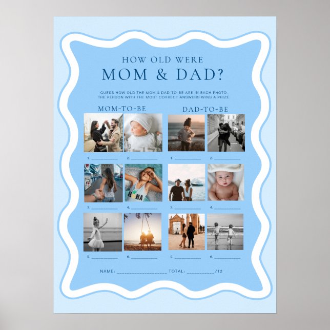 Wave Blue Wie alt waren Mama und Vater Foto Game Poster (Vorne)