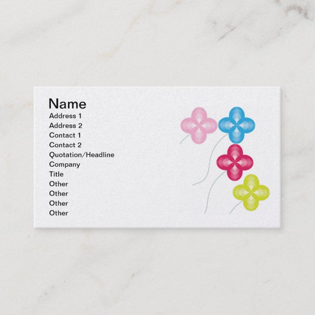 wave-Blume-bunch, Name, Adresse 1, Adresse 2,... Visitenkarte (Vorderseite)