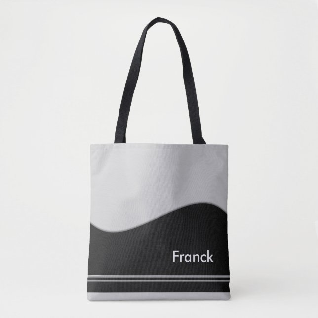 Wave Border schwarz + Ihr Backgr. Ideen Tasche (Vorderseite)