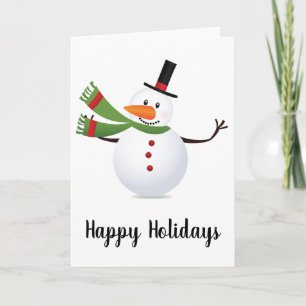 Wave Carrot Nose Snowman Grußkarte Feiertagskarte