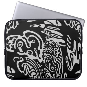 "Wave Creature" B&W abstrakte Kunst Laptopschutzhülle