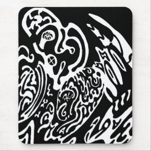"Wave Creature" B&W abstrakte Kunst Mousepad