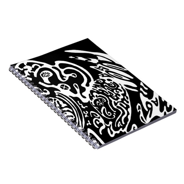 "Wave Creature" B&W abstrakte Kunst Notizblock (Rechte Seite)