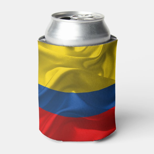 Wave Gewebe nationale Flagge von Kolumbien Dosenkühler (Kanne Vorderseite)