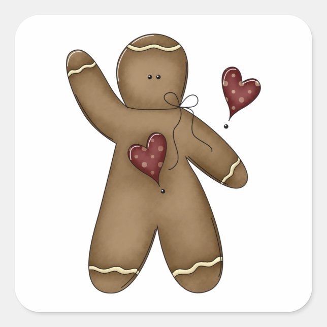 Wave Gingerbread Man Quadratischer Aufkleber (Vorderseite)