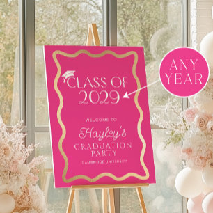 Wave Hot Pink Abschlussfeier Willkommen Poster