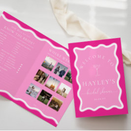Wave Hot Pink Brautparty Game and Menu Booklet