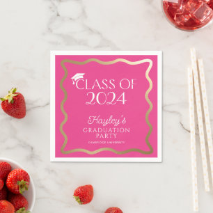 Wave Hot Pink Graduation Party Willkommen Serviette