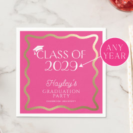 Wave Hot Pink Graduation Party Willkommen Serviette