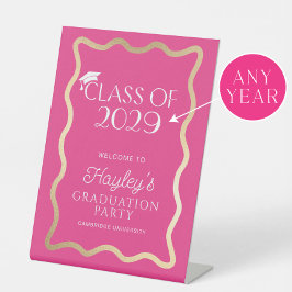Wave Hot Pink Graduation Party Willkommen Sockelschild