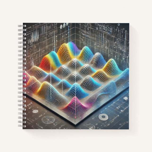 Wave Interference Book Cover Vibrant Physics  Notizbuch (Vorderseite)