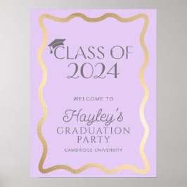 Wave Light Lila Gold Graduation Party Willkommen Poster