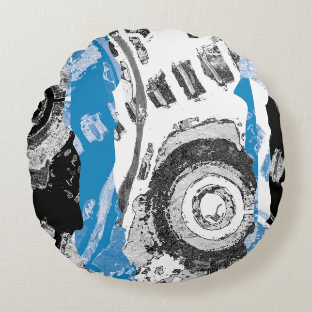 Wave Mechanism – Custom Fleece Blanket (Large, 60" Rundes Kissen (Vorderseite)