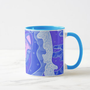 Wave, Mermaid, Asian Girl, blue & pink Tasse