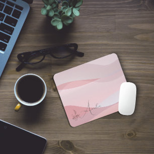 Wave pastellrosa Rosa Farbverlauf Blumenname Mousepad