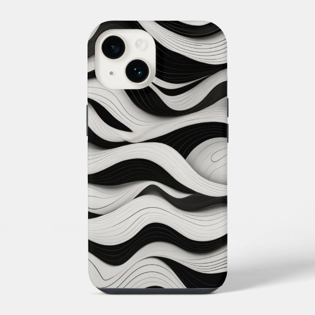 Wave Pattern Line Art iPhone 14 Hülle (Rückseite)