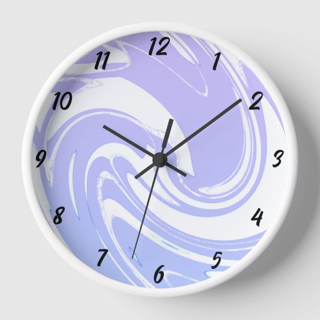 Wave Patterns Blau Lila Weiß Farbenfroh Niedlich Uhr (Vorderseite)