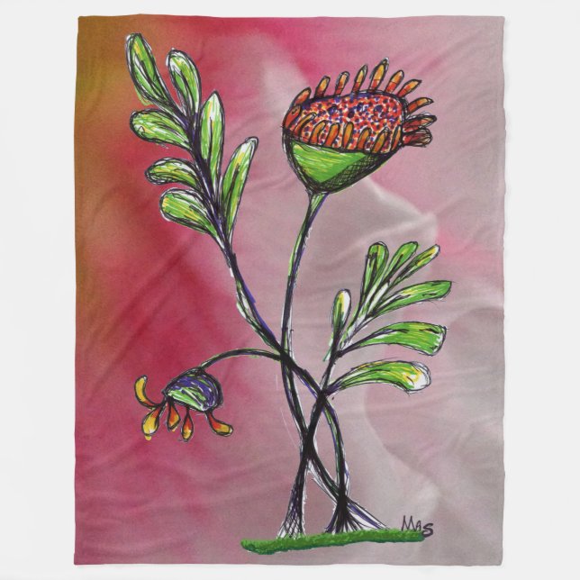 Wave Pflanze Fleecedecke (Vorderseite)