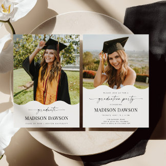 Wave Photo Graduation Party Invite Announcement Einladung