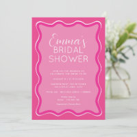 Wave Pink White Bridal Dusche Einladung